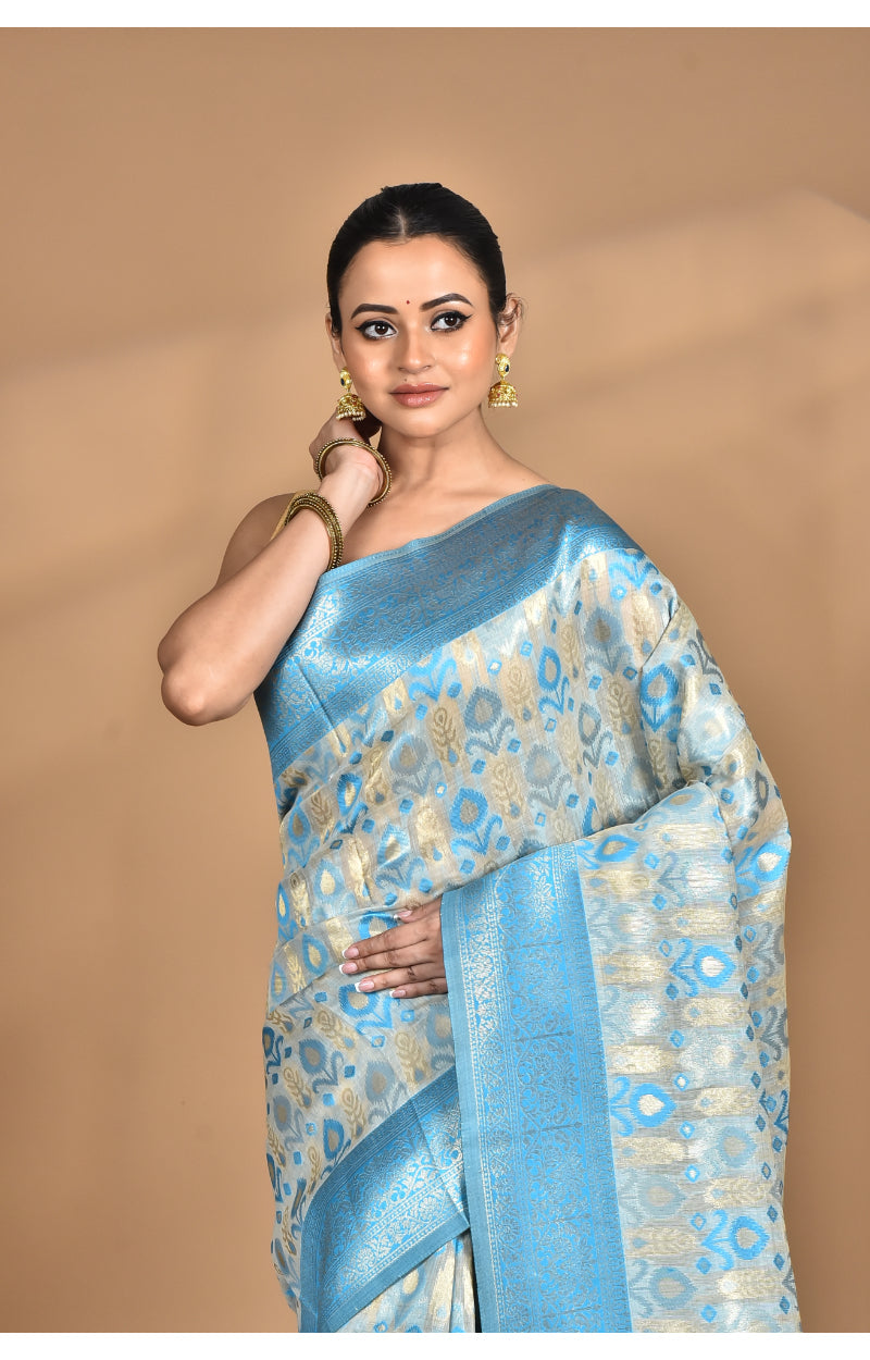 Morchari Women Desgin Chanderi Silk Saree-Blue