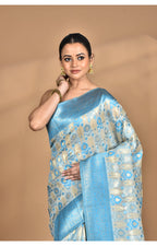 Morchari Women Desgin Chanderi Silk Saree-Blue