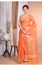 Morchari Heavy Jamdani Silk Orzanga Saree-Orange