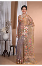 Morchari Heavy Jamdani Silk Orzanga Saree-Mehendi
