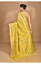 Morchari Banarasi Silk Chanderi Saree-Yellow