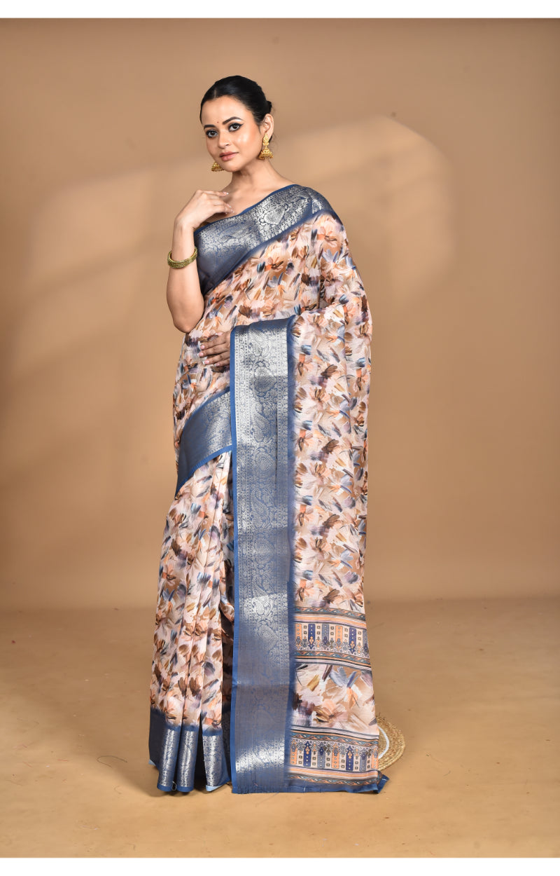 Morchari Chanderi Digital Print Saree-Multi