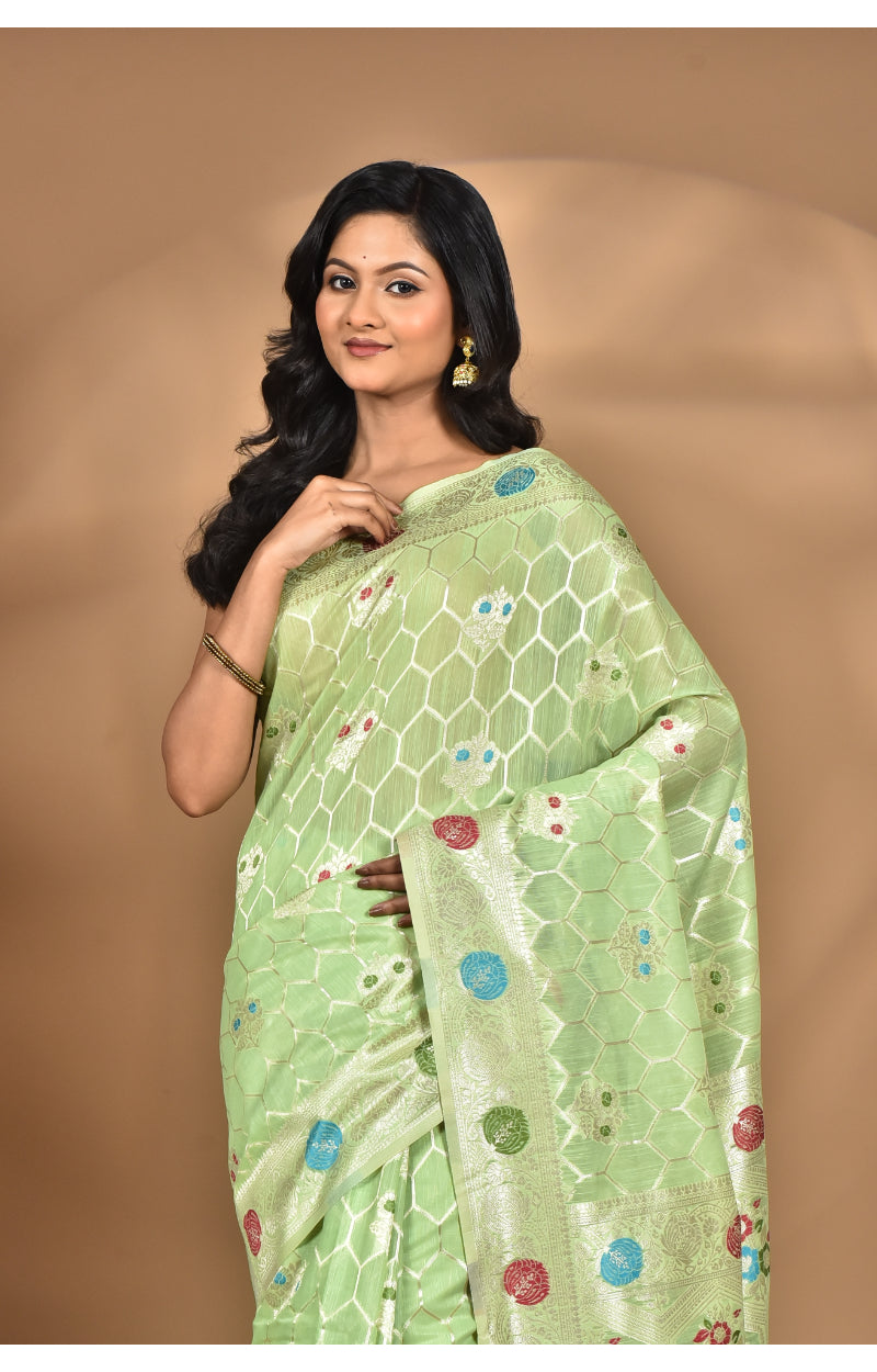 Morchari Women Desgin Chanderi Silk Saree-Green