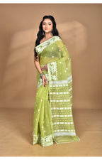 Morchari Pure Cotton Dhakai Jamdani Handloom Saree-Green