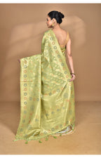 Morchari Banarasi Silk Chanderi Saree-Green