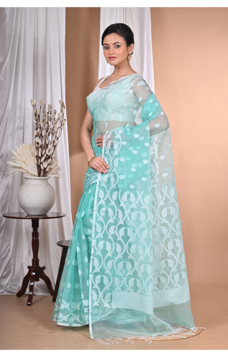 Morchari Heavy Jamdani Saree-Green