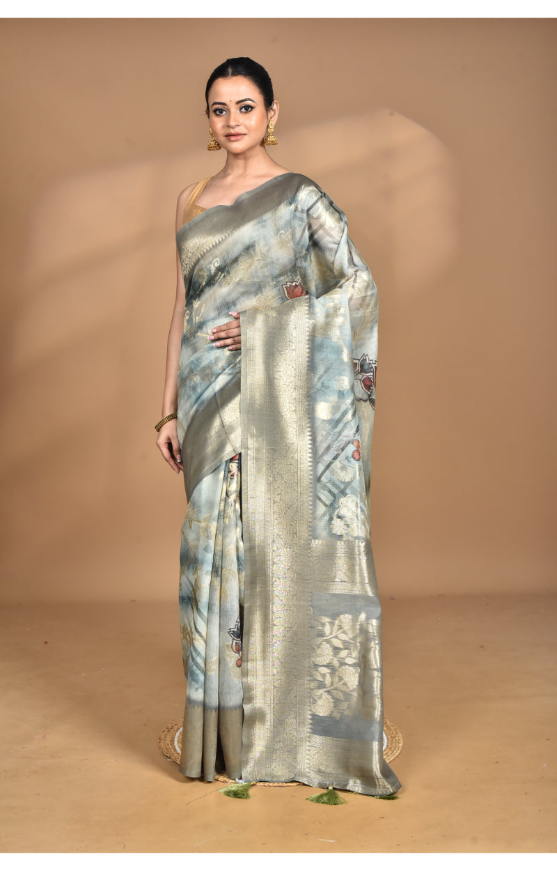 Morchari Women Desgin Linen Silk Saree-Multi