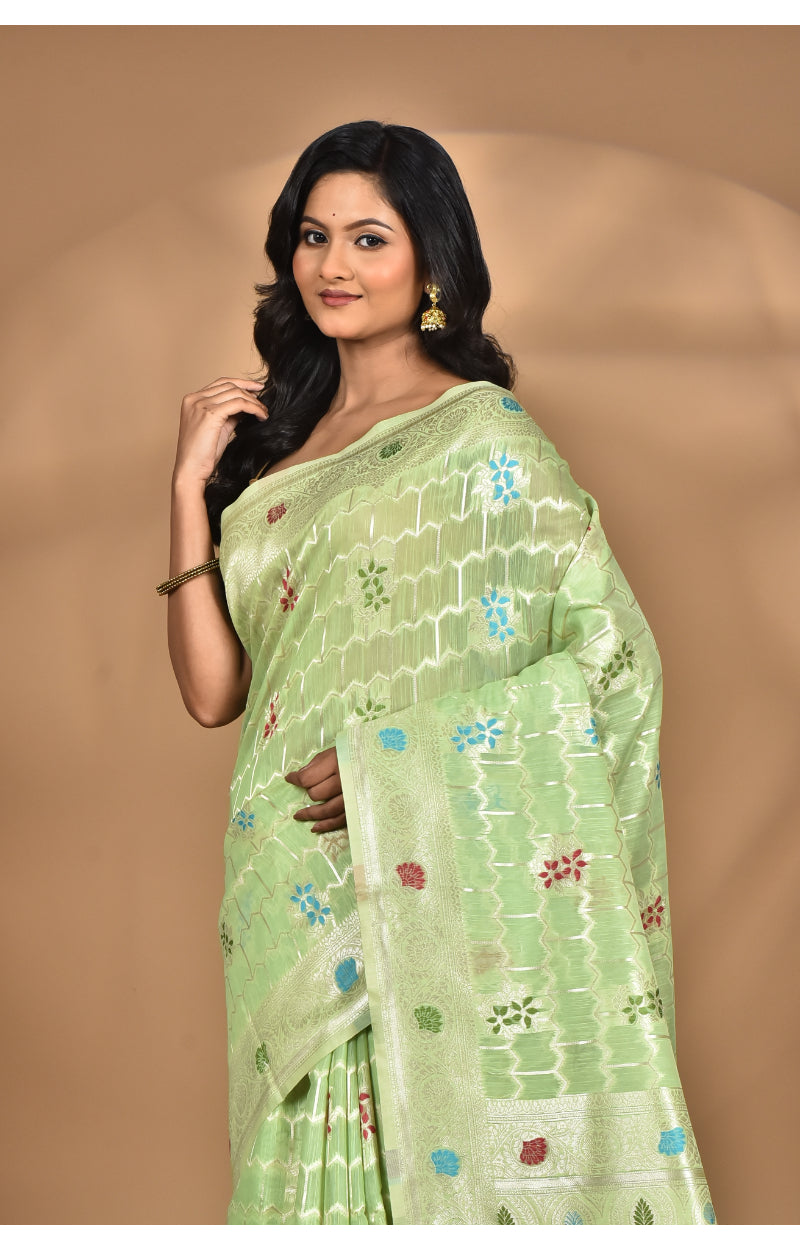 Morchari Women Desgin Chanderi Silk Saree-Green