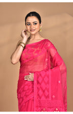 Morchari Pure Cotton Dhakai Jamdani Handloom Saree-Pink