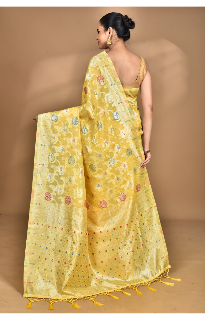 Morchari Women Desgin Chanderi Silk Saree-Yellow
