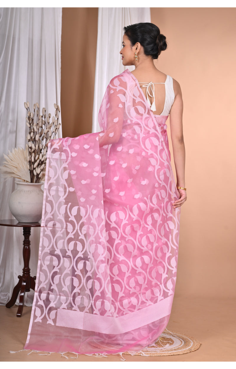 Morchari Heavy Jamdani Saree-Pink