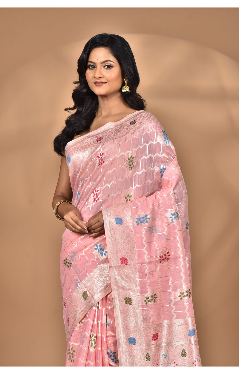 Morchari Women Desgin Chanderi Silk Saree-Pink