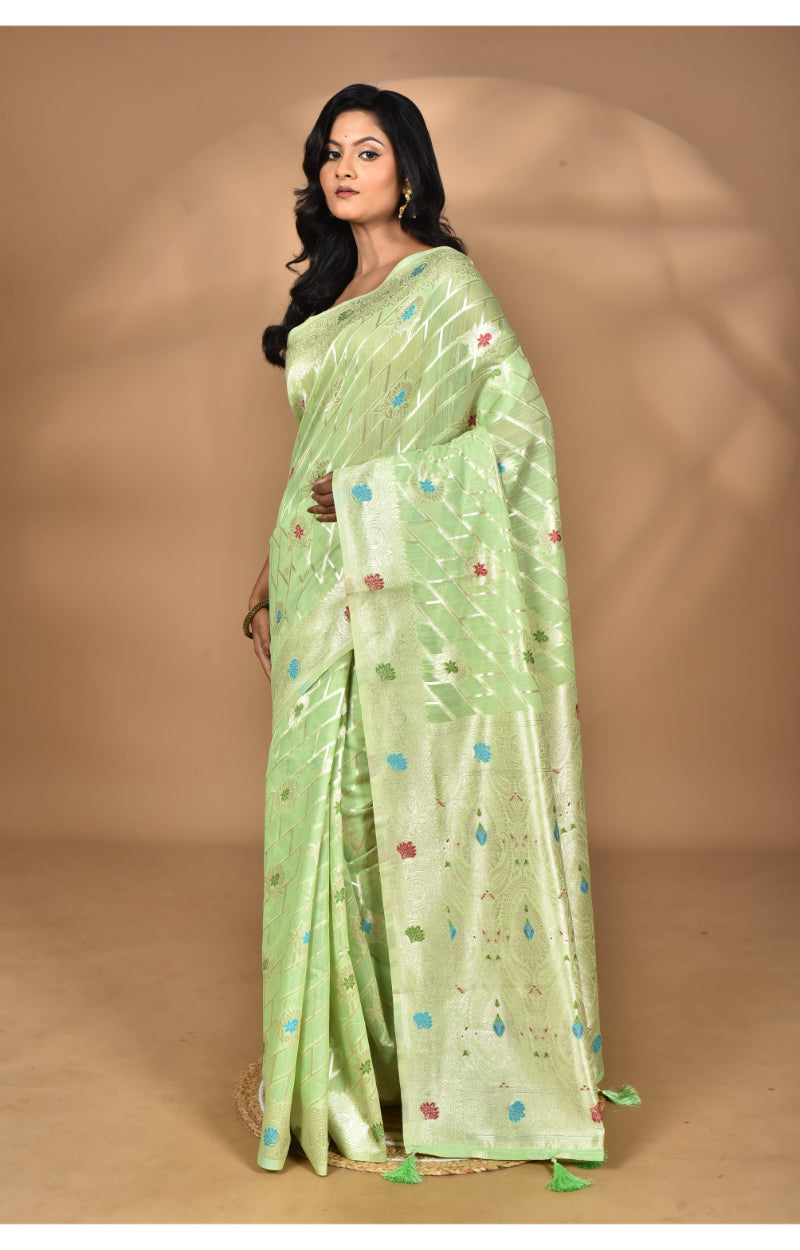 Morchari Women Desgin Chanderi Silk Saree-Green