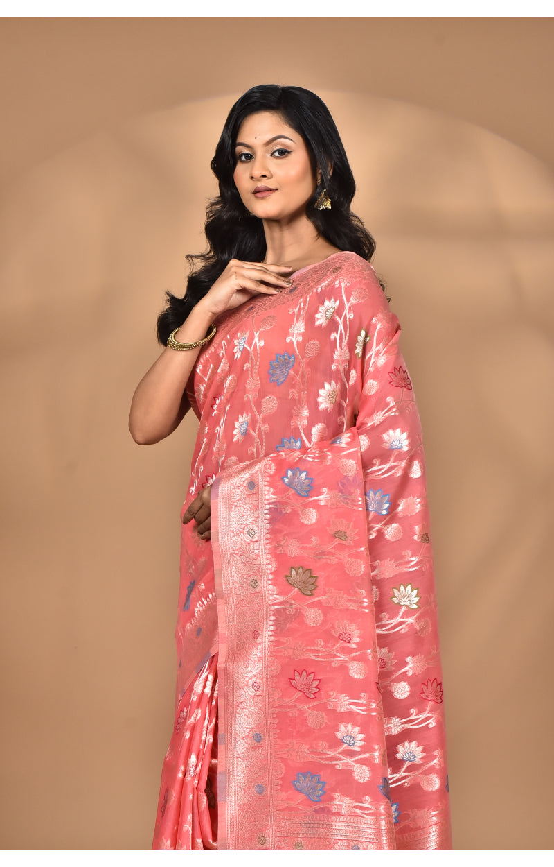 Morchari Women Desgin Chanderi Silk Saree-Peach