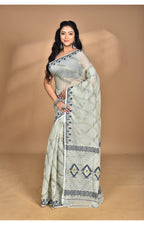 Morchari Pure Cotton Dhakai Jamdani Handloom Saree-Grey