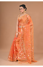 Morchari Heavy Jamdani Silk Orzanga Saree-Orange