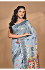 Morchari Women Desgin Chanderi Silk Saree-Grey