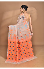 Morchari Pure Cotton Dhakai Jamdani Handloom Saree-Beige
