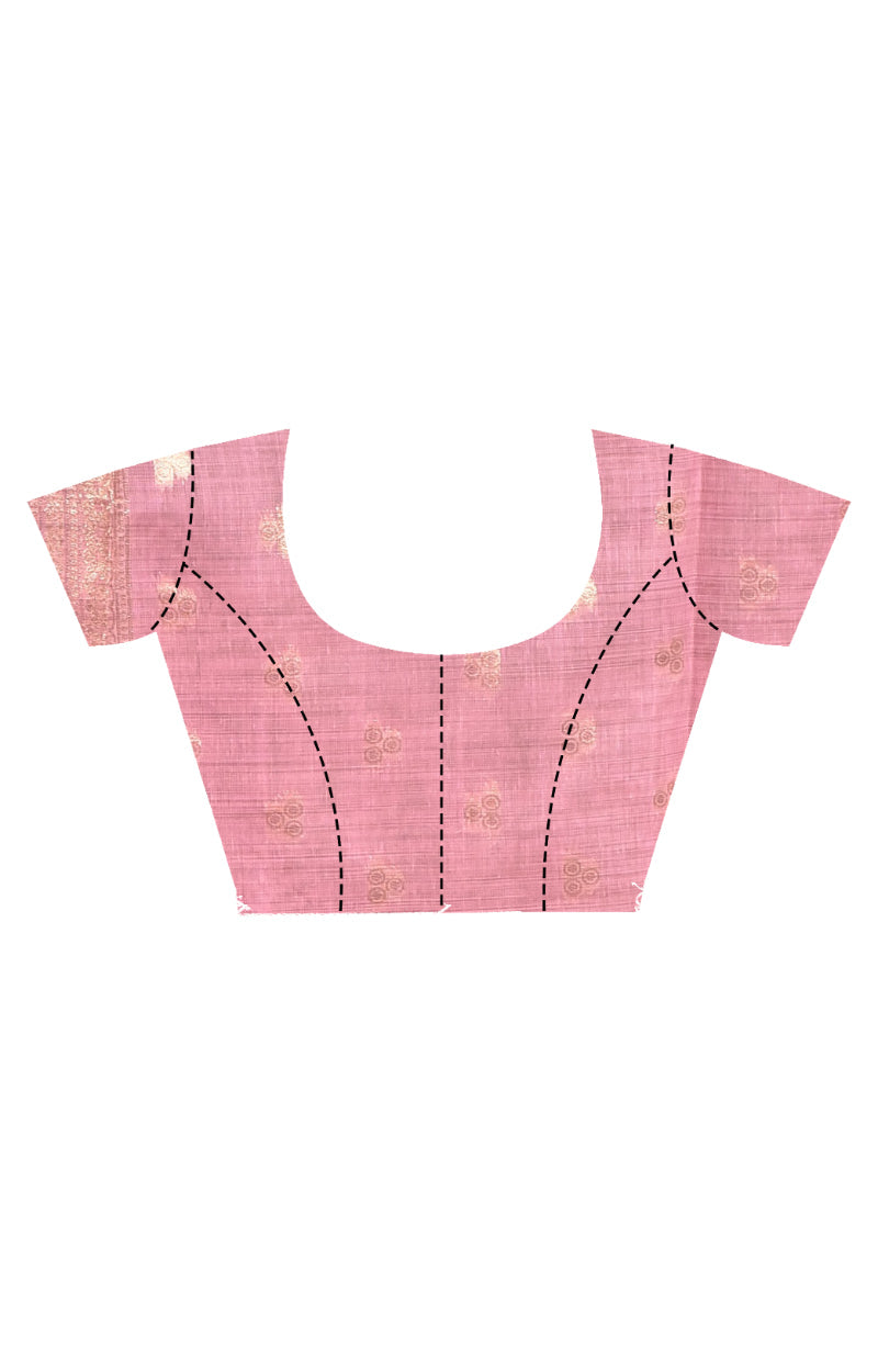 Morchari Banarasi Silk Chanderi Saree-Pink