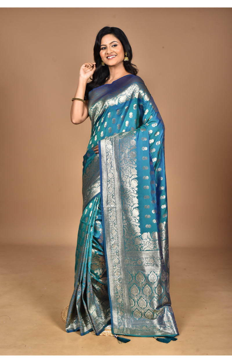 Morchari Heavy Kolhapuri Stone Work Saree-Navy Blue