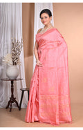 Morchari Pure Tussar Silk Handloom Saree-Pink