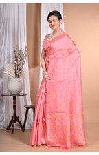 Morchari Pure Tussar Silk Handloom Saree-Pink