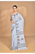 Morchari Pure Cotton Dhakai Jamdani Handloom Saree-Grey