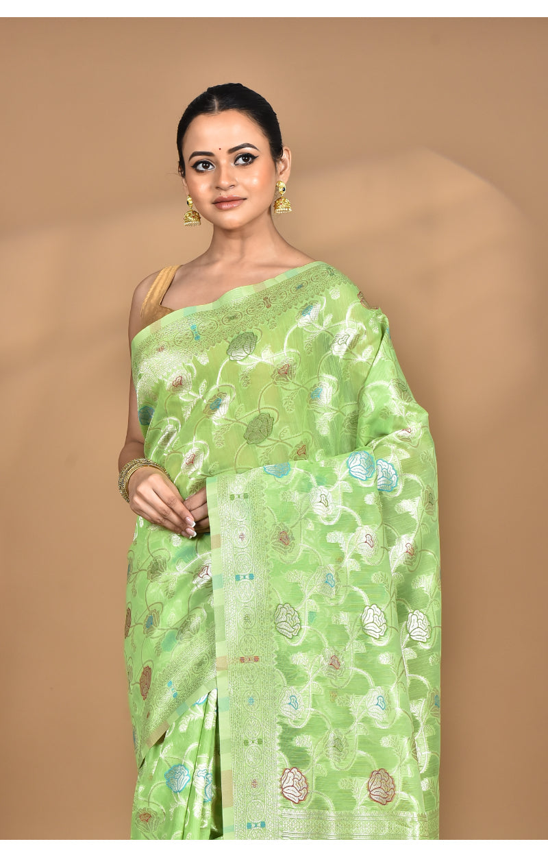Morchari Women Desgin Chanderi Silk Saree-Green