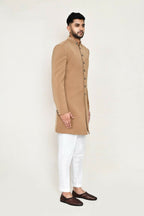 Joban Fashion Chiku Colored Terry Rayon Fabric Indo Western With Straight Fit Pant