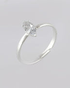 VOJ white CZ-detail Stainless Steel Cubic Zirconia Silver Plated adjustable finger Ring