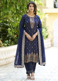 Vegaa Fashion Navy Blue Viscose Rayon Embroidered Salwar Suit - Distacart