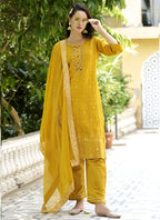Vegaa Fashion Yellow Viscose Rayon Embroidered Salwar Suit - Distacart