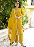 Vegaa Fashion Yellow Viscose Rayon Embroidered Salwar Suit - Distacart
