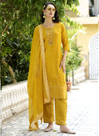 Vegaa Fashion Yellow Viscose Rayon Embroidered Salwar Suit - Distacart