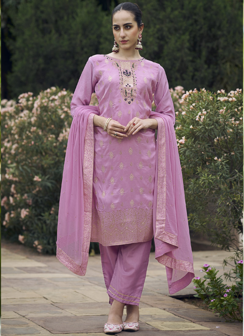 Vegaa Fashion Onion Pink Viscose Rayon Embroidered Salwar Suit - Distacart