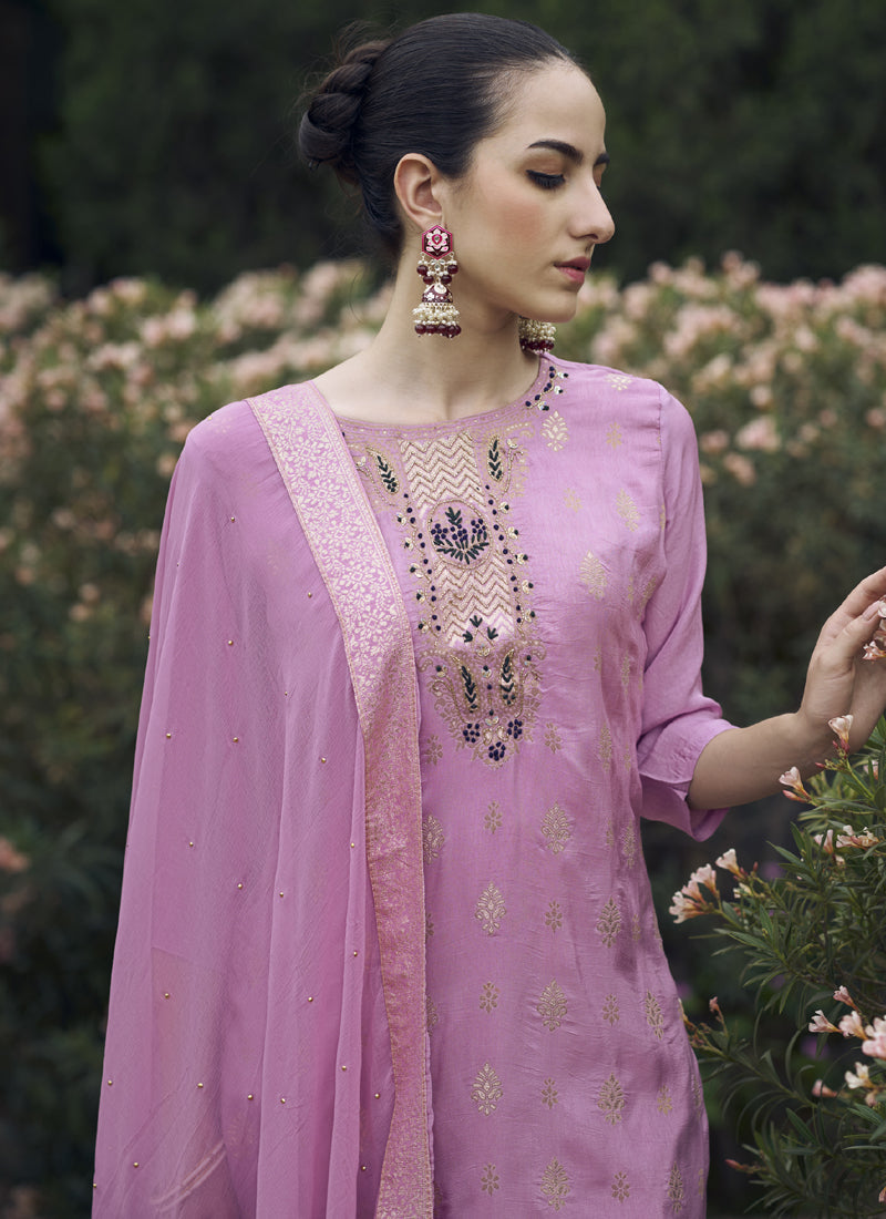Vegaa Fashion Onion Pink Viscose Rayon Embroidered Salwar Suit - Distacart