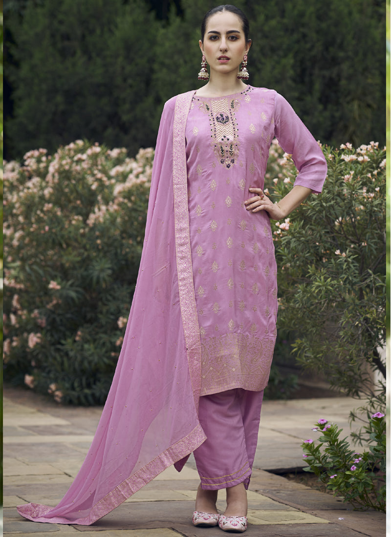 Vegaa Fashion Onion Pink Viscose Rayon Embroidered Salwar Suit - Distacart