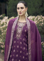 Vegaa Fashion Wine Viscose Rayon Embroidered Salwar Suit - Distacart