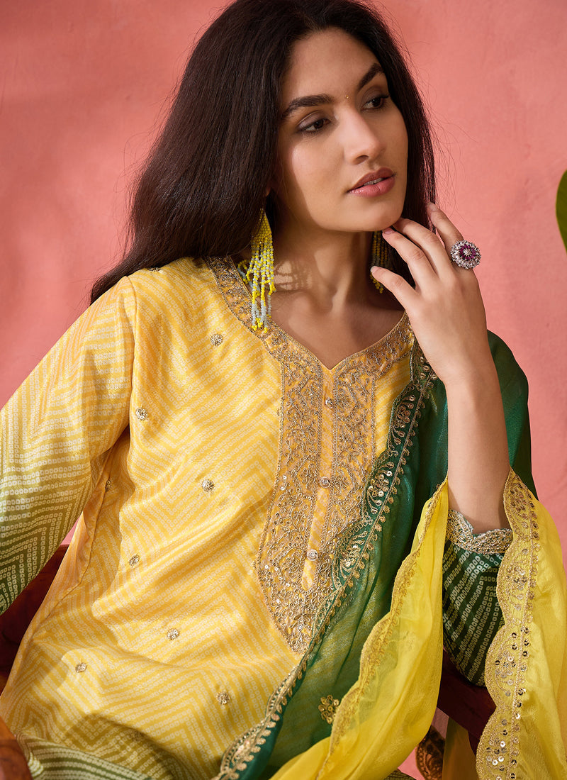 Vegaa Fashion Yellow Chinon Silk Embroidered Salwar Suit - Distacart