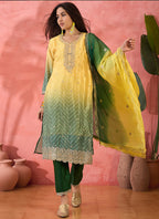 Vegaa Fashion Yellow Chinon Silk Embroidered Salwar Suit - Distacart