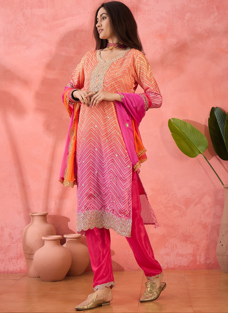Vegaa Fashion Pink Chinon Silk Embroidered Salwar Suit - Distacart