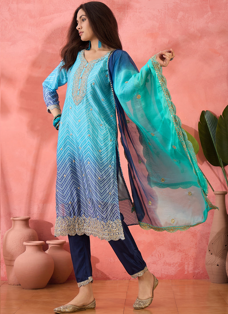 Vegaa Fashion Sky Blue Chinon Silk Embroidered Salwar Suit - Distacart