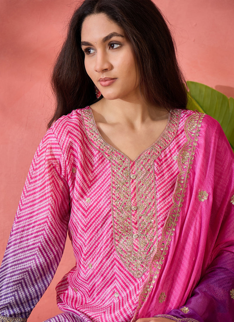Vegaa Fashion Pink Chinon Silk Embroidered Salwar Suit - Distacart