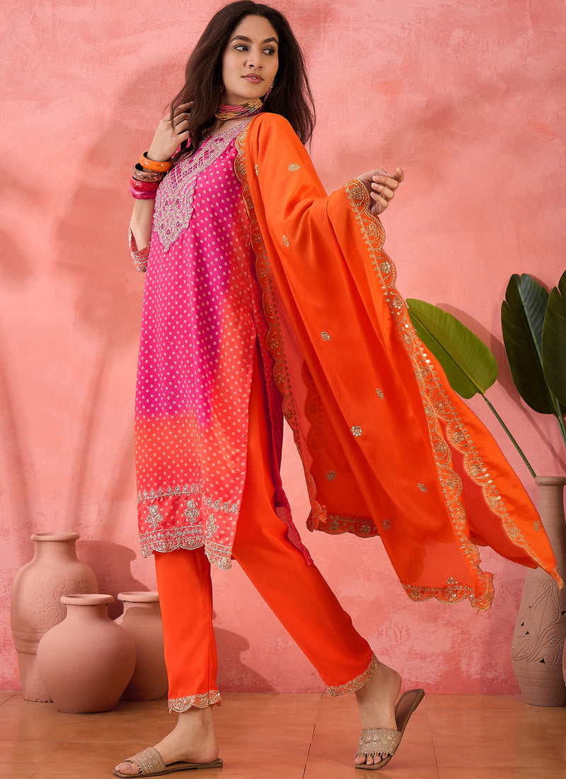 Vegaa Fashion Pink Chinon Silk Embroidered Salwar Suit - Distacart