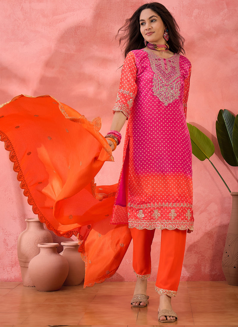 Vegaa Fashion Pink Chinon Silk Embroidered Salwar Suit - Distacart