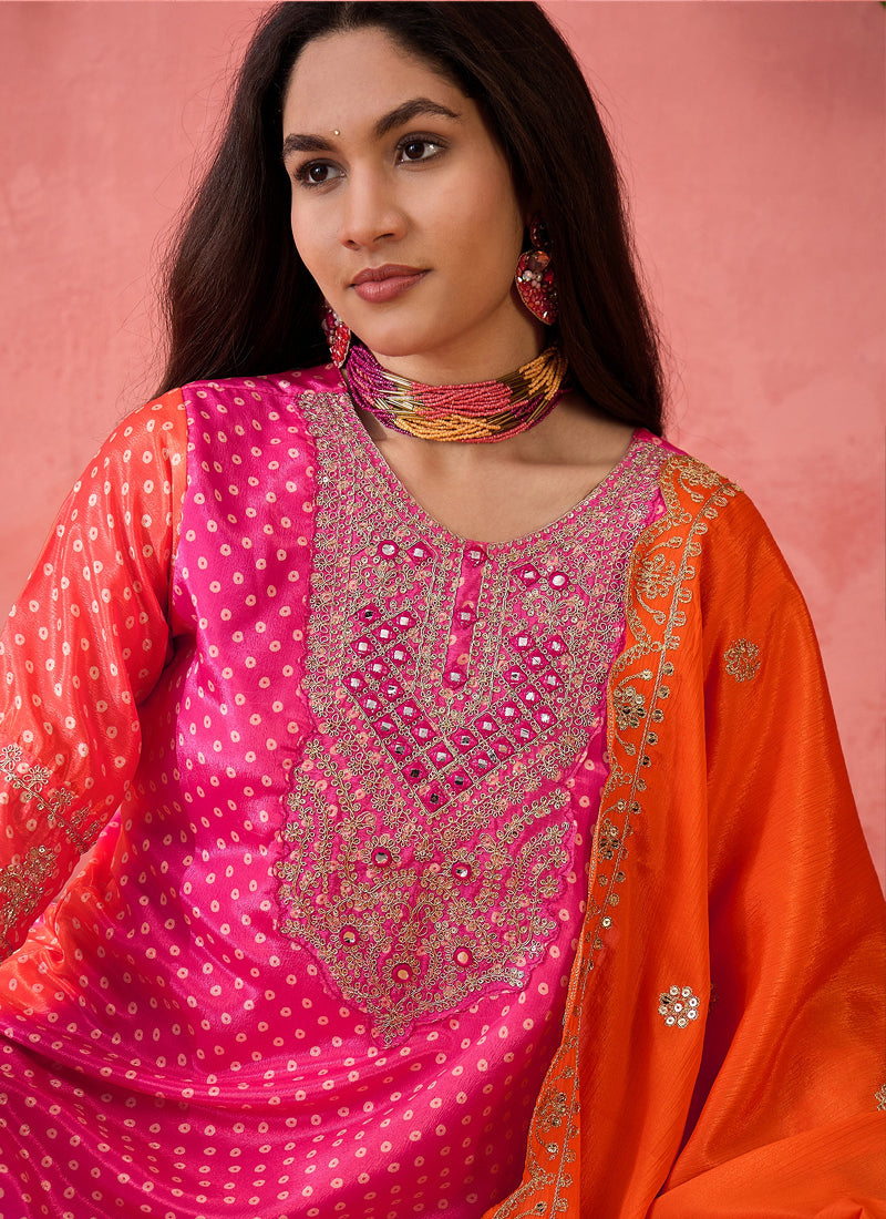 Vegaa Fashion Pink Chinon Silk Embroidered Salwar Suit - Distacart