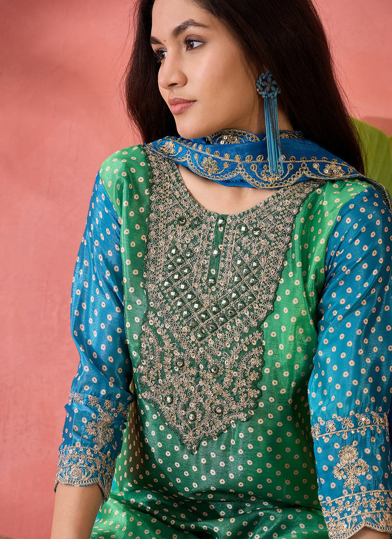 Vegaa Fashion Green Chinon Silk Embroidered Salwar Suit - Distacart