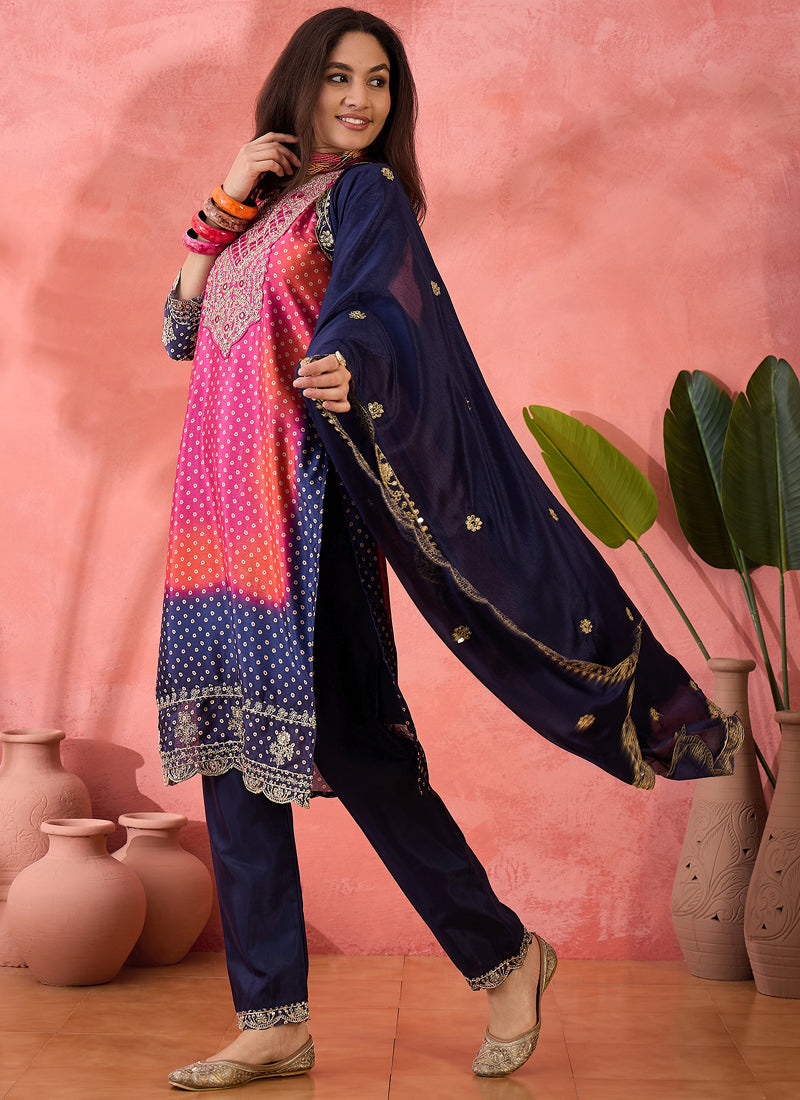 Vegaa Fashion Pink Chinon Silk Embroidered Salwar Suit - Distacart