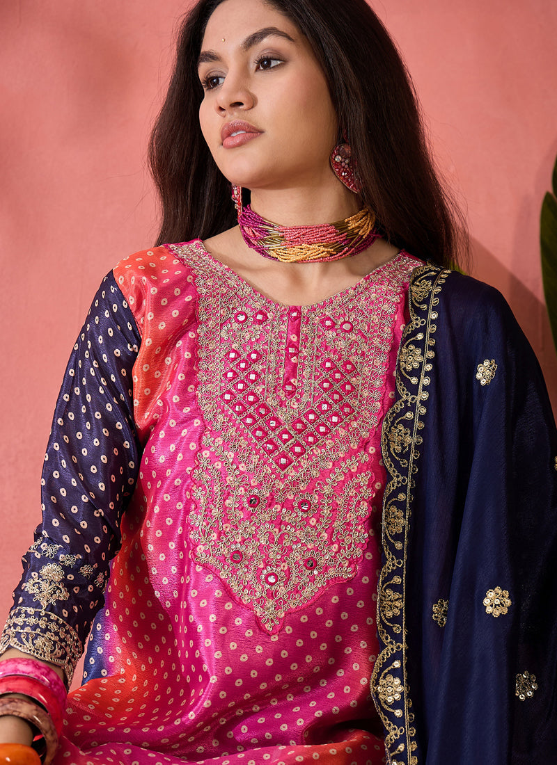 Vegaa Fashion Pink Chinon Silk Embroidered Salwar Suit - Distacart
