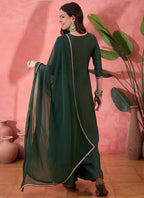 Vegaa Fashion Green Roman Silk Embroidered Palazzo Suit